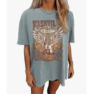 Nashville Tennessee Music City Graphic T Shirt Rock Star Tee Oversized